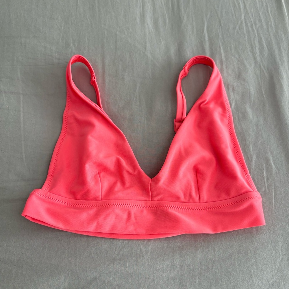 Neon pink triangle bikini top from aerie